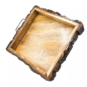 <b>Enamel</b> Print Wood Rectangle Serving <b>Tray</b> Indian Manufacturer Handmade Food Serving <b>Trays</b> Latest Rectangle Wood Serving <b>Tray</b> - Product Image 4