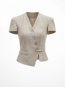 Ensemble élégant deux pièces pour femme en Spandex/Polyester : Haut peplum et jupe midi plissée DYLAN – Tissu peigné anti-boulochage, coupe classique - Product Image 5