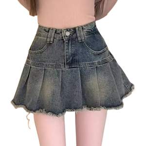 Falda Vaquera Mini Azul Personalizada de Moda Casual para Mujer, Cintura Alta, Plisada, con Cinturón, Calidad Premium, Faldas Vaqueras de Verano - Product Image 6