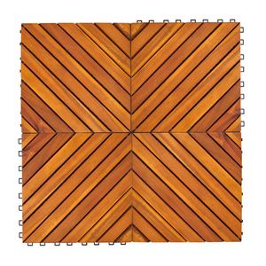Set di 10 Piastrelle per Pavimento Esterno in Acacia a Incastro con 12 Listelli Diagonali - Product Image 3