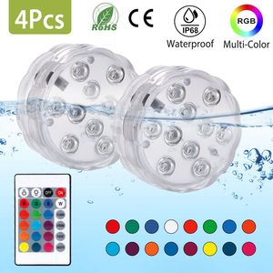 Set di 4 Luci LED RGB Sommergibili IP68 Impermeabili, Lampade Subacquee Cambia Colore con Telecomando per Piatti e Vassoi - Product Image 1