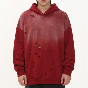 Sweat-shirt à capuche noir surdimensionné pour homme, en coton délavé, style streetwear, avec poche, pour l'automne - Product Image 4