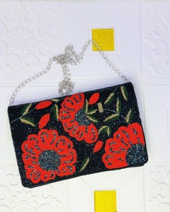 Sac à bandoulière bohème Banjara en perles, fait main, en toile écologique, motif paysage, pour femme, avec chaîne perlée et rabat à fermeture - Product Image 3