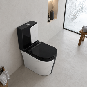 Inodoro Moderno de Una Pieza con Diseño de Mármol Blanco y Negro, Descarga por Arrastre, Producto de Tendencia - Product Image 3