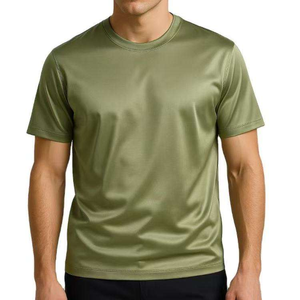 Camiseta de Hombre de Algodón Brillante, Cuello Redondo, Tejido de Punto, Color Sólido Mercerizado, Manga Corta, Corte Regular, 180 Gramos, Ecológica, Informal - Product Image 1