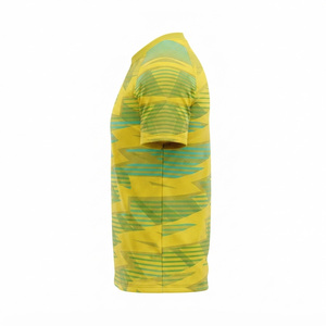 Maillot de football jaune à imprimé géométrique pour homme, manches courtes, col rond, 100 % polyester, anti-humidité, coupe ajustée, vêtement d'été - Product Image 4