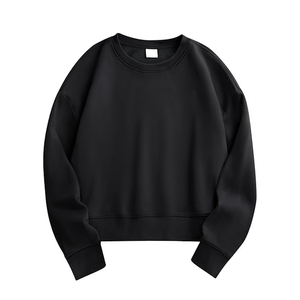 Sweat-shirt ras du cou bleu clair unisexe en molleton de coton coupe oversize, pull décontracté pour l'entraînement et le sport, vente en gros de sweats courts - Product Image 5