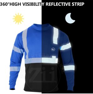 Camisa de Trabajo de Seguridad Transpirable de Alta Visibilidad ANSI Clase 1 FR de Manga Larga Verde con Luz LED Intermitente, Impermeable, de Algodón, con Logotipo Personalizado, Nueva ZUNEZI 2025 - Product Image 5