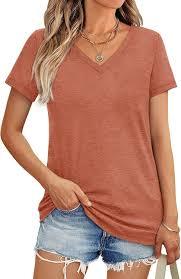 Camiseta de Verano para Mujer con Cuello en V, Estilo Playero, a la Moda, Mezcla de Lino, Corte Holgado, Sexy, Cuello Redondo, Ligera - Product Image 1