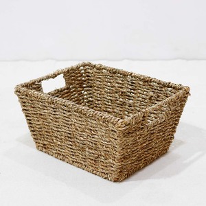 Modern Natural Seagrass Handwoven <b>Rectangular</b> <b>Storage</b> <b>Basket</b> with Handles Eco-Friendly for Home Laundry Organization - Product Image 4