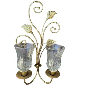 Brass Sconce Wall Decor With Votive Cups Swirl Floral For indoor and outdoor decoration and fully customizable.