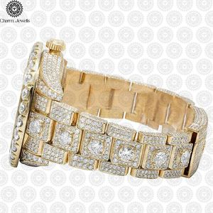 Charm Jewells Luxury Women's Yellow Gold <b>Diamond</b> <b>Watch</b> Round Analog Sapphire Crystal Folding Clasp 38mm Quartz Movement - Product Image 4