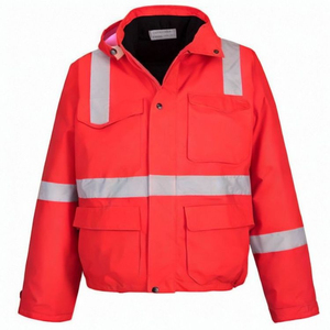 Men's Hi Visibility Reflective Work <b>Jacket</b> Yellow with <b>Silver</b> Stripes Button Front Safety Coat - Product Image 3