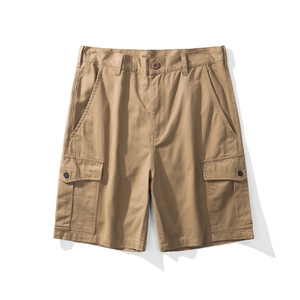Shorts cargo pour homme, couleur unie, taille mi-haute, fermeture élastique, poches avec cordon de serrage, séchage rapide, nylon/coton, style streetwear, longueur Bermuda - Product Image 4