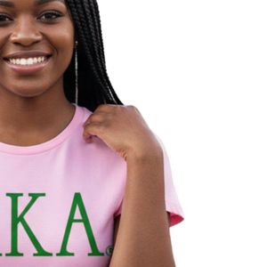 Camiseta griega universitaria de manga corta rosa AKA, camiseta informal de hermandad, ropa universitaria para mujer, top cómodo de algodón - Product Image 5