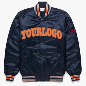 Chaqueta Bomber Varsity Deportiva Personalizada de Alta Calidad con Parche de Logotipo, Informal, de Seda Satinada, Transpirable, Estilo Hip Hop, Ligera - Product Image 4