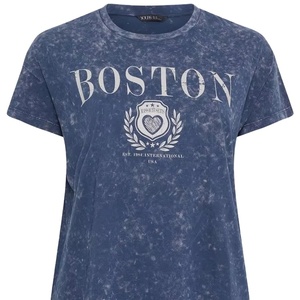 Camiseta estampada de algodón antipilling 100% para mujer, camiseta de manga corta ecológica para mujer, decoración informal con botones y logotipo - Product Image 4