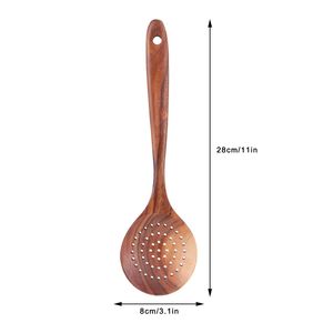 Cuchara de madera natural hecha a mano con ranuras, la más vendida, FASHION CRAFT TFC 30134HFR, cuchara coladora de cocina ecológica, larga - Product Image 4