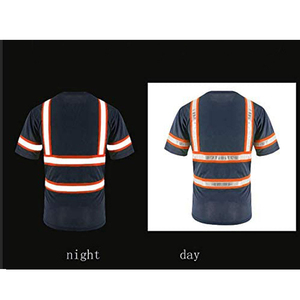 เสื้อยืดสะท้อนแสงแบบมองเห็นได้ชัดเจน สีกรมท่า สำหรับงานก่อสร้าง แขนสั้น ระบายอากาศได้ดี เสื้อทำงานแบบอุตสาหกรรม - Product Image 6