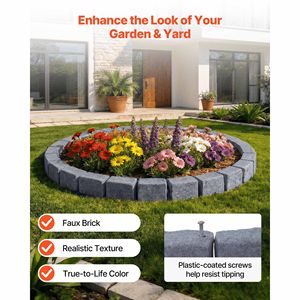 46.85\" No-Dig Garden Edging Kit Faux <b>Stone</b> Border Blocks for Lawn Flower Beds Yards-1 Pack Each Section - Product Image 2