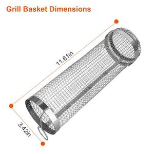 Lot de 2 paniers roulants portables en acier inoxydable pour barbecue, 3,42x11,61 pouces, avec grille et couvercle amovible pour usage extérieur - Product Image 6