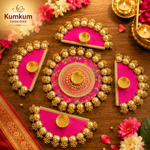 ชุดตกแต่งงานเทศกาล Diwali ของอินเดีย พร้อมเชิงเทียน Rangoli ทำมือ สไตล์อาร์ตเดโค วัสดุไม้และโลหะ เหมาะสำหรับงานแต่งงาน งานเลี้ยง และตกแต่งโต๊ะกลาง - Product Image 3