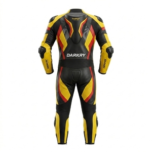 Combinaison de course moto en cuir imprimée sur mesure, équipement de moto OEM, bottes et gants de piste, séchage rapide, protection unisexe, vente en gros - Product Image 2