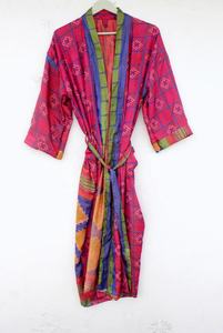 Kimono indio de mezcla de seda Poli, kimono bohemio de talla grande, bata de Kimono de seda para mujer - Product Image 2