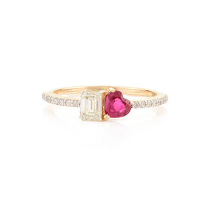 14K White Gold Pear Cut Ruby Diamond Toi Et Moi Engagement Ring - Product Image 2