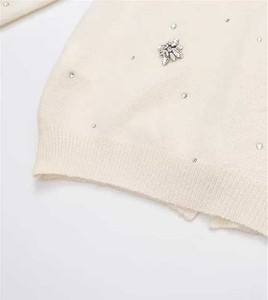 Cardigan respirant pour homme, col en V, orné de perles artisanales, motif losanges, style boutique, en maille boutonnée - Product Image 5