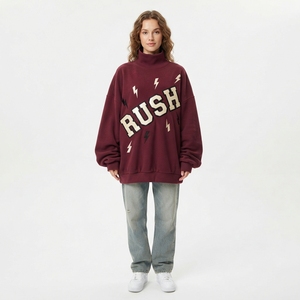 Oversized <b>Turtleneck</b> Mock Neck Sweatshirt Women Color Blocked Letter Print Cotton Knitted Autumn Streetwear Pullover <b>Sweater</b> - Product Image 3