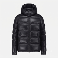 Veste matelassée noire brillante, fermeture éclair intégrale, boutons-pression, poches zippées, ourlet à cordon de serrage, fabrication OEM personnalisée, directement de l'usine