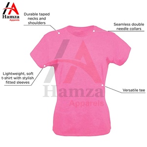 T-shirt solide de haute qualité femmes col rond 100% coton sur mesure respirant porter un t-shirt uni par Hamza Apparels - Product Image 5