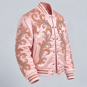 Vestes en satin personnalisées pour hommes avec strass, veste bomber de luxe ornée de cristaux étincelants, vêtements de fête hip-hop élégants - Product Image 2
