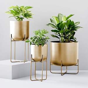 Macetero de Lujo de Hierro y Latón Dorado con Acabado de Diseño Premium para Hogar y Jardín Modernos, Ecológico - Product Image 1