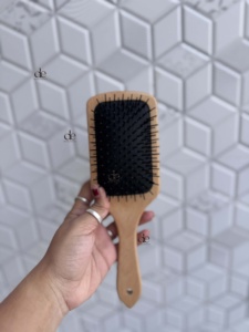 Handmade Hand Tooled Leather Wooden Hair <b>Brush</b> Carved Floral Design <b>Scalp</b> Massage Manual Use Rectangular Shape Deepika Exports - Product Image 4