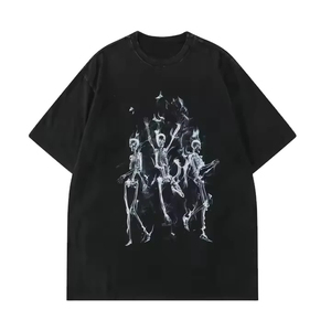 Camiseta de algodón holgada de corte cuadrado con hombros caídos, efecto lavado ácido y lavado a la piedra, para serigrafía y impresión DTG, venta al por mayor - Product Image 1