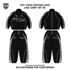 Chaqueta Deportiva ZAINI para Hombre, con Capucha, para Invierno, 120 GSM, Poliéster Premium, Cortavientos, Negra con Paneles Grises, Logotipo Personalizado Impreso - Product Image 1