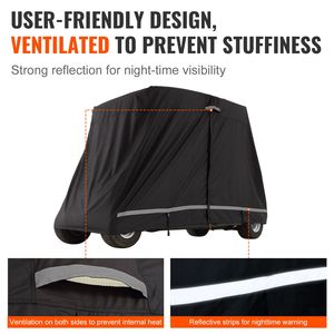 Copertura Completa Impermeabile e Resistente al Sole in Poliestere 600D per Golf Cart a 2+2 Posti, Copertura Antipolvere per Golf Cart a 2+2 Sedili - Product Image 5