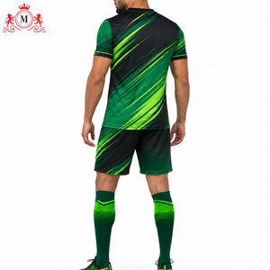 ชุดเสื้อฟุตบอลสีเขียวดำแบบซับลิเมชั่นพร้อมกางเกงขาสั้น ชุดยูนิฟอร์มฟุตบอลสำหรับผู้ใหญ่ ผ้าโพลีเอสเตอร์ระบายอากาศ ตรวจจับรอยตะเข็บ - Product Image 5