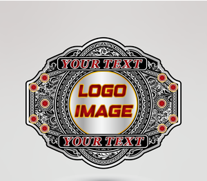 Ceinture de champion de lutte en cuir personnalisée avec quatre plaques latérales, design de logo doré, style de championnat poids lourd - Product Image 1