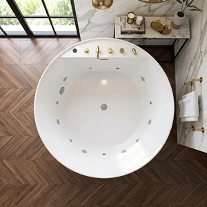 Baignoire autoportante en acrylique avec drain intégré - FW-M-2001 - Massage contemporain et immersion profonde - OEM/ODM pour l'hôtellerie et usage résidentiel - Product Image 5