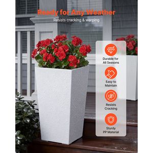 Set di 2 Vasi da Esterno/Interno Alti 22 Pollici, Moderni Vasi in Plastica con Base Rialzata per Esposizione su Portico Anteriore - Product Image 2