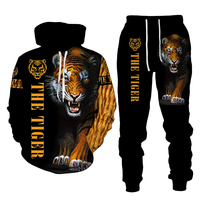 Conjunto Deportivo Unisex con Capucha y Estampado Gráfico Completo Teh Lion 2 en 1, Ropa Casual de Primavera, 320g Poliéster/Algodón Sublimado