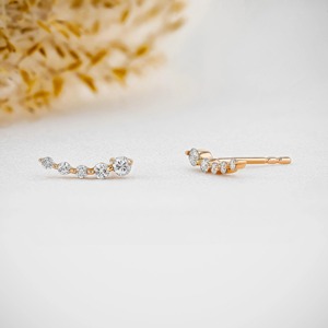 Pendiente individual de oro de 14K con diamante cultivado en laboratorio, tipo climber, con diseño de serpiente, de oro macizo, joyería elegante para mujer - Product Image 1