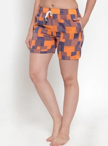 Shorts de Mujer con Estampado Geométrico, Cintura Media, Cordón Ajustable, Secado Rápido, Casuales, de Poliéster Tejido - Product Image 3