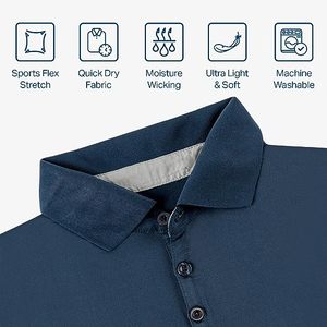 Camisetas Polo de Manga Corta para Hombre, Tallas Grandes, Color Sólido, Tejido de Poliéster, Estilo Casual en Negro, Rojo y Azul Marino - Product Image 4