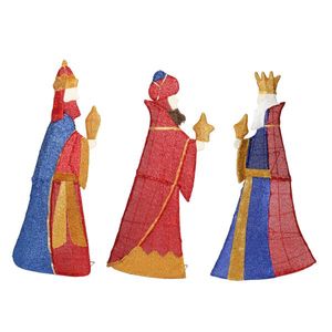 Juego de 3 Reyes Reyes Iluminados con Regalos, Decoraciones Navideñas Preiluminadas en 2D, 80 Luces LED Blancas Cálidas para Navidad - Product Image 1