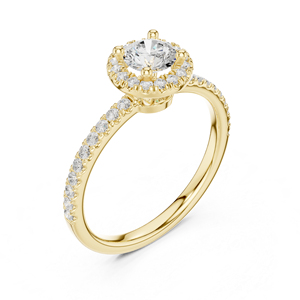 แหวนหมั้นเพชรทรงกลมทองคำ 14K สีเหลืองสำหรับผู้หญิง |   เพชรที่เพิ่งเพาะเลี้ยง - Product Image 5