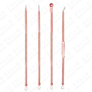 Luxury Rose Gold 4 Piece Stainless Steel Blackhead Comedone Extractor Kit with Lancet Needles and Storage Case - Product Image 3